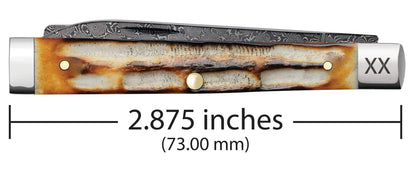 Case Deep Canyon Jigged Burnt Natural Bone Baby Doc Raindrop Damascus