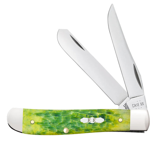 Case Knives Mini Trapper Green Apple Bone Peach Seed Jig