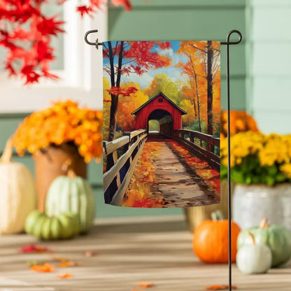 Evergreen Lovely Covered Bridge Suede Flag