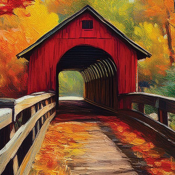 Evergreen Lovely Covered Bridge Suede Flag