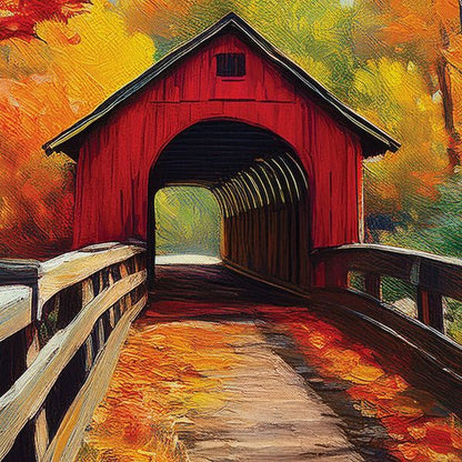 Evergreen Lovely Covered Bridge Suede Flag