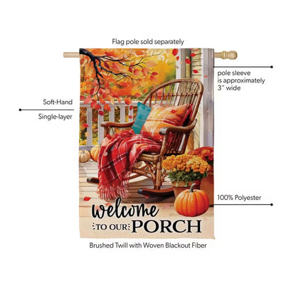 Evergreen Welcome to Our Porch Suede Garden Flag