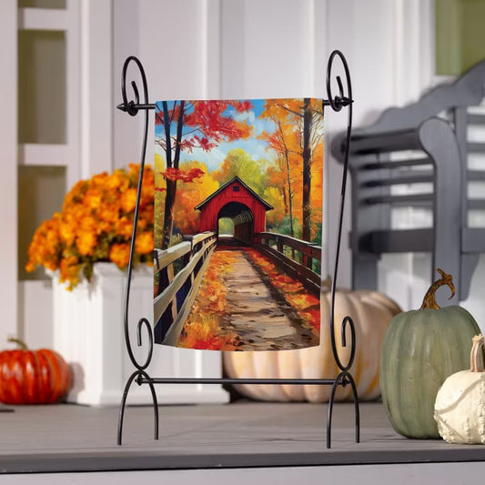 Evergreen Lovely Covered Bridge Suede Flag