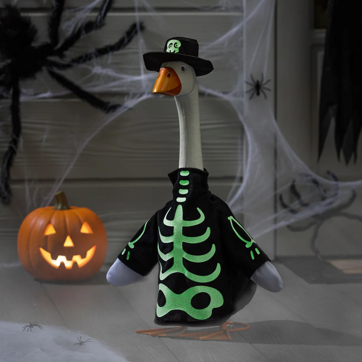 Evergreen Giddy the Goose Outfit, Skeleton Glow in Dark Porch Goose