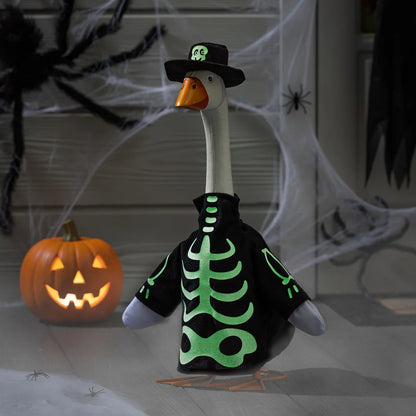 Evergreen Giddy the Goose Outfit, Skeleton Glow in Dark Porch Goose