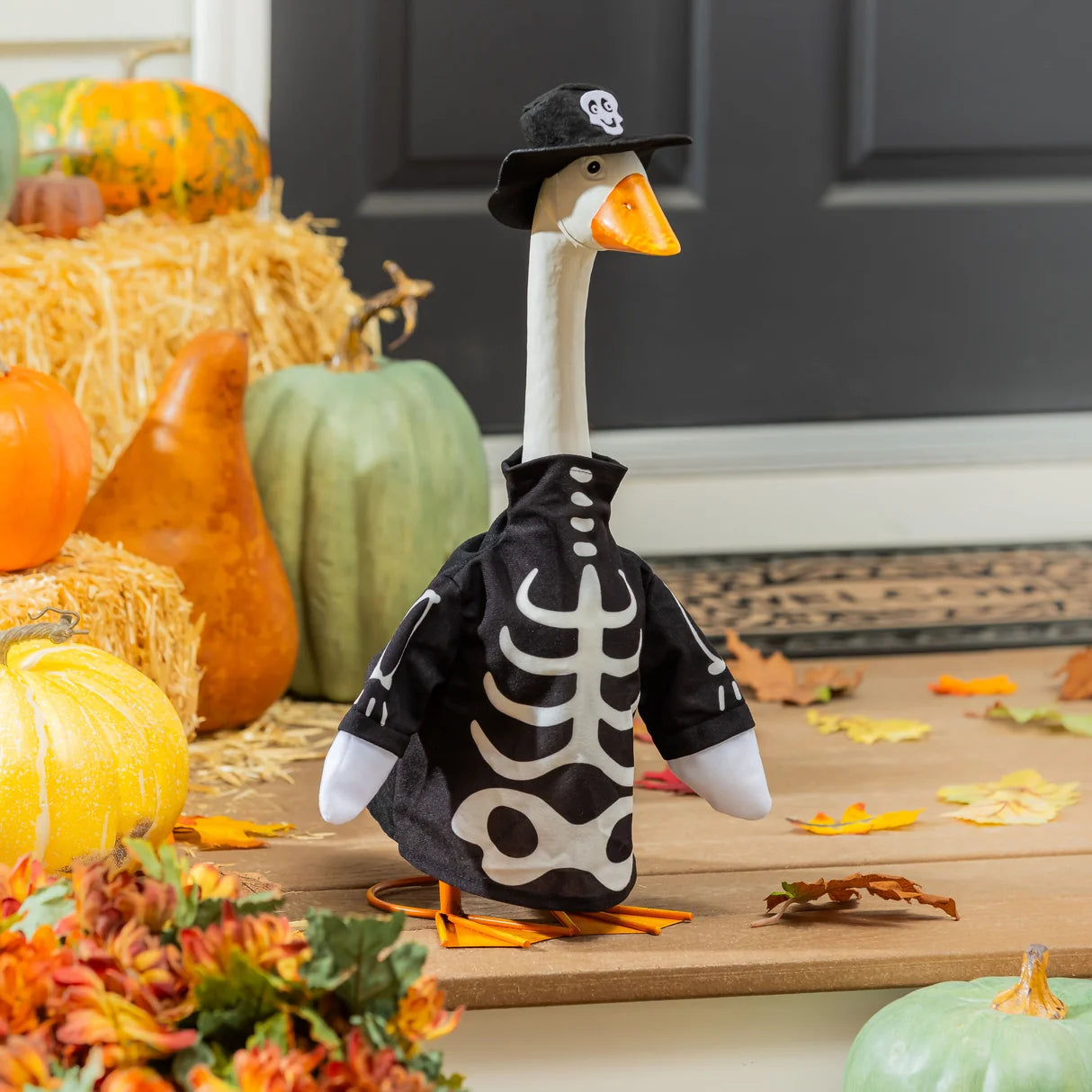 Evergreen Giddy the Goose Outfit, Skeleton Glow in Dark Porch Goose