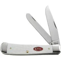 Case Jigged White Delrin Trapper Pocket Knife 60182