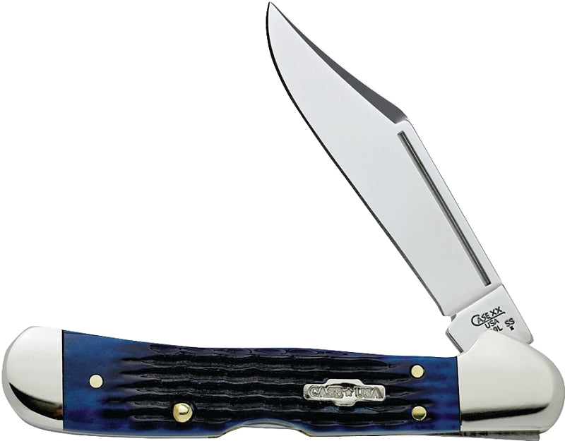 Case Navy Blue Rogers Corn Cob Jigged Bone Mini Copperlock Pocket Knife 02864