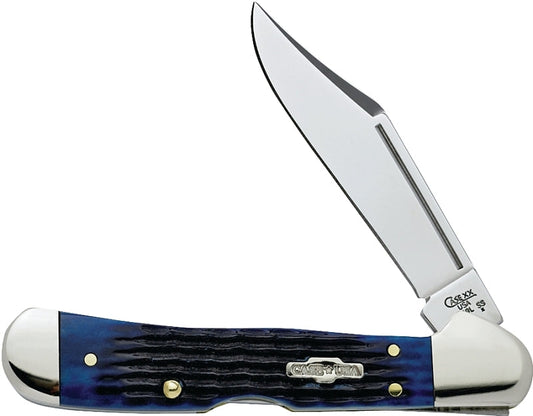 Case Navy Blue Rogers Corn Cob Jigged Bone Mini Copperlock Pocket Knife 02864