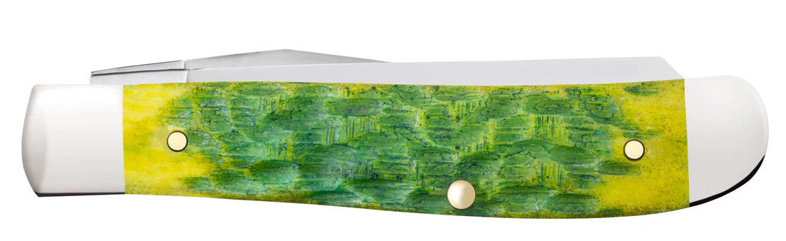 Case Knives Mini Trapper Green Apple Bone Peach Seed Jig