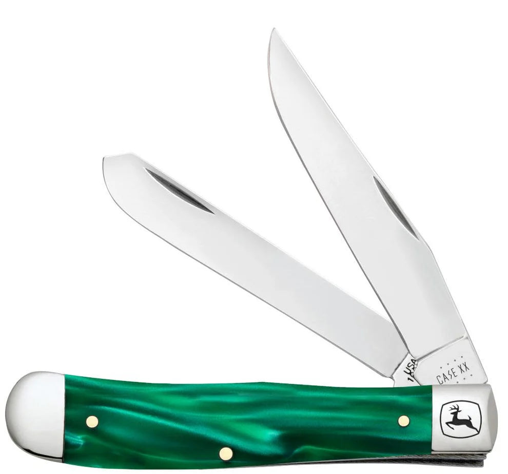 Case John Deere Smooth Green Pearl Kirinite® Trapper 15772 Pocket Knife