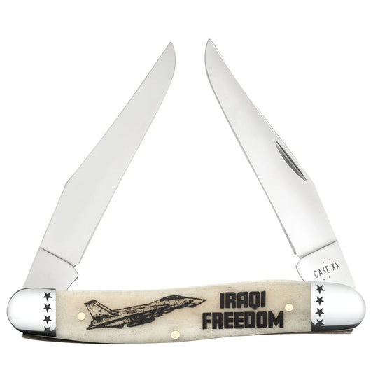 Case War Series Iraqi Freedom Smooth Natural Bone Muskrat 58494 Pocket Knife