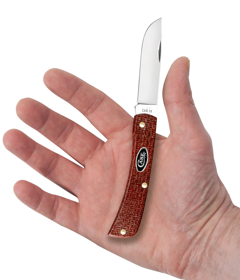Case Smooth Dark Red Burlap Micarta® CS Sod Buster® Jr