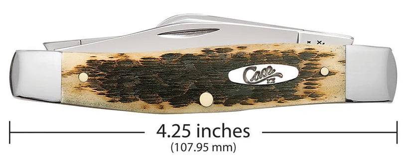 Case Large Stockman Peach Seed Jig Amber Bone CS 00202 Pocket Knife