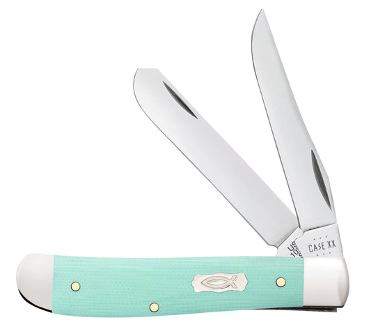 Case Knives Smooth Seafoam Green G-10 Mini Trapper