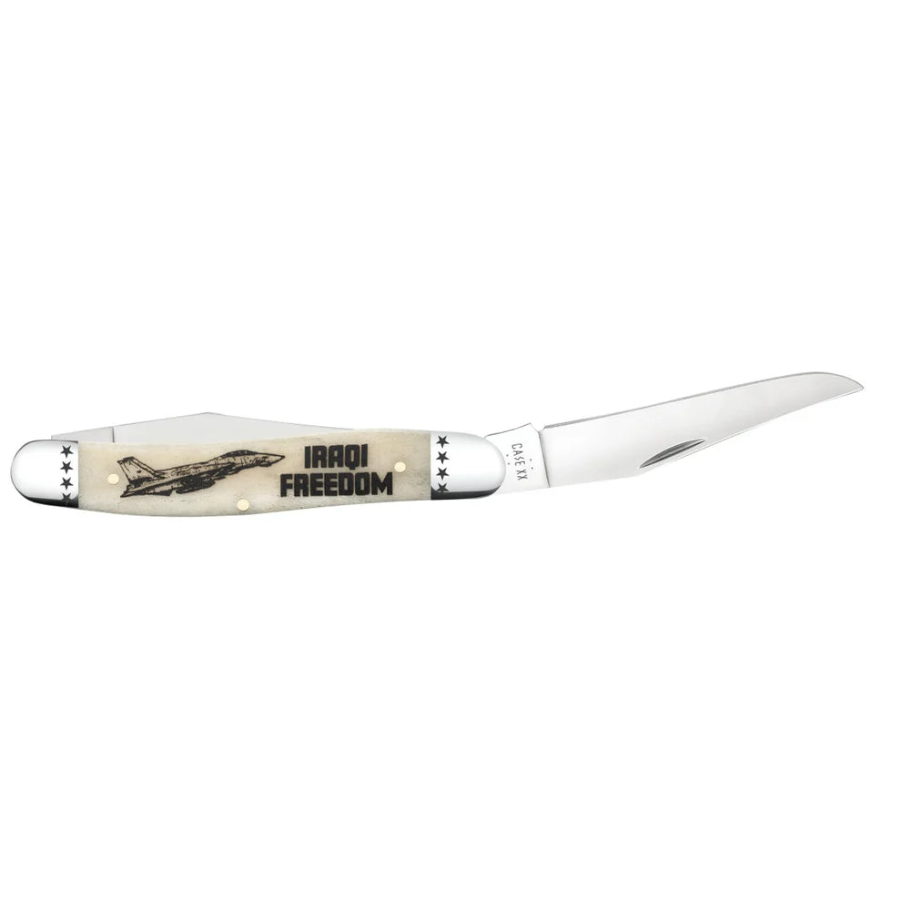 Case War Series Iraqi Freedom Smooth Natural Bone Muskrat 58494 Pocket Knife