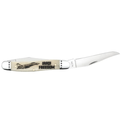 Case War Series Iraqi Freedom Smooth Natural Bone Muskrat 58494 Pocket Knife