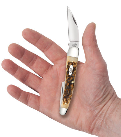 Case Peach Seed Jig Amber Bone CS Seahorse Whittler