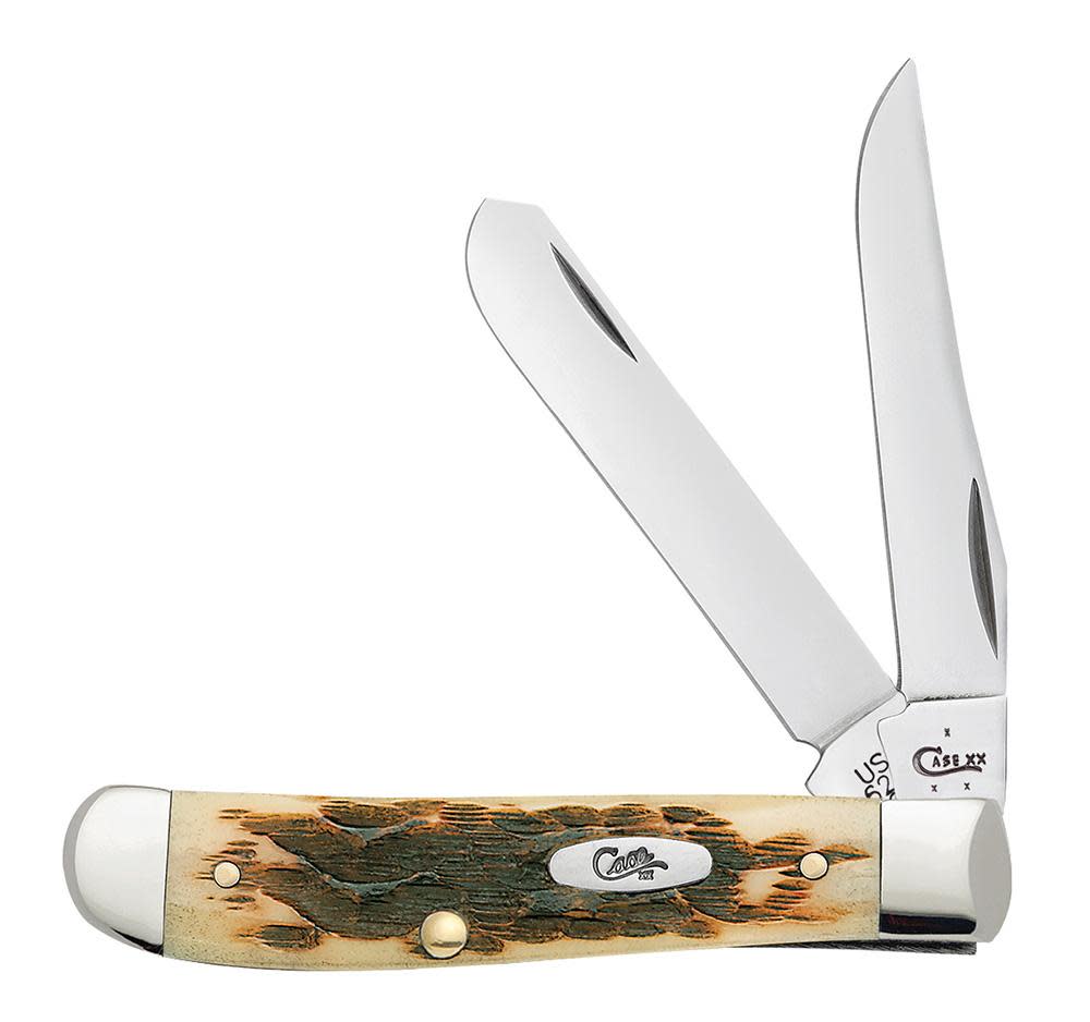 Case Knives Peach Seed Jig Amber Bone Mini Trapper