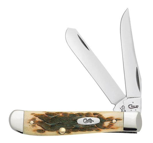 Case Knives Peach Seed Jig Amber Bone Mini Trapper