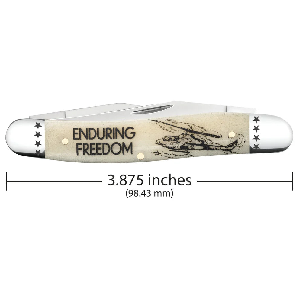 Case War Series Enduring Freedom Smooth Natural Bone Muskrat 58495 Pocket Knife