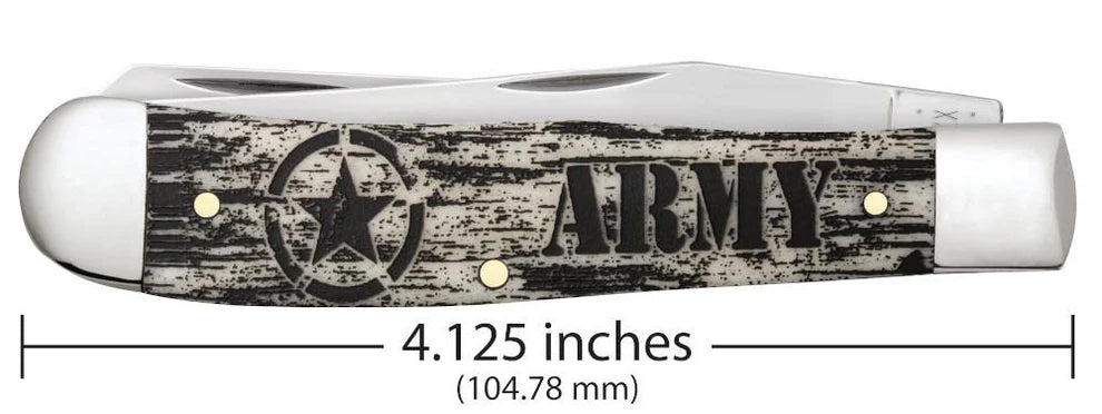 Case U.S. Army Embellished Smooth Natural Bone Trapper