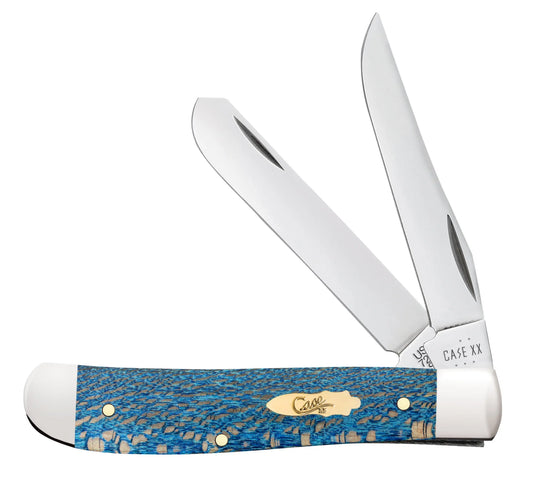Case Knives Smooth Blue Sycamore Wood Mini Trapper