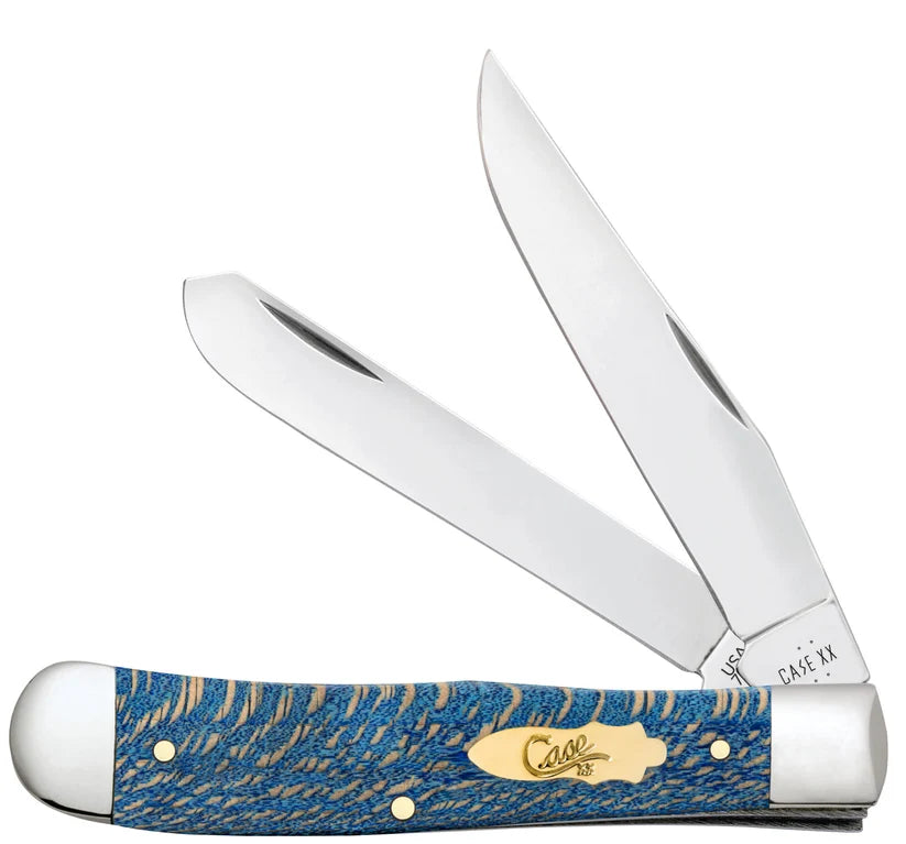 Case Smooth Blue Sycamore Wood Trapper 63730 Pocket Knife