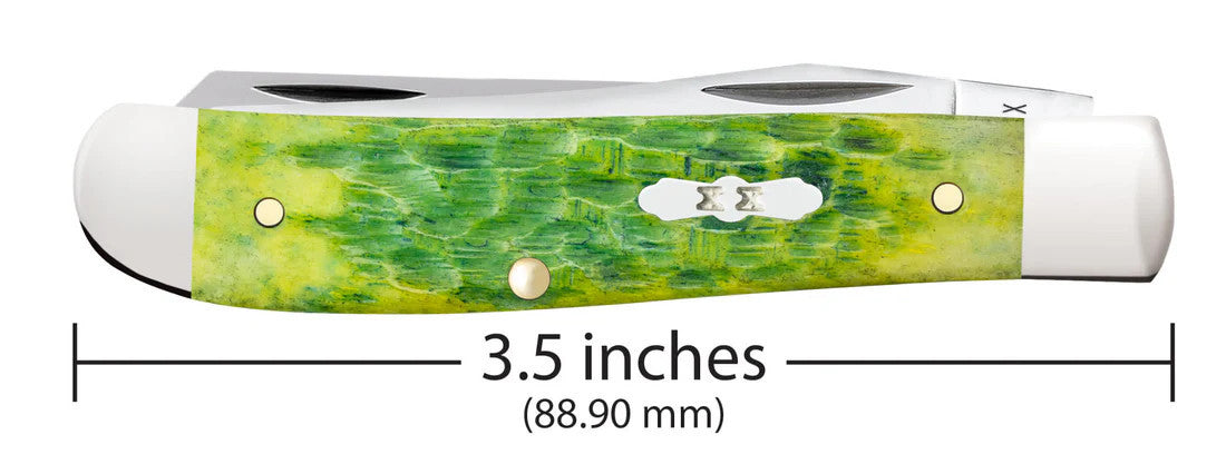 Case Knives Mini Trapper Green Apple Bone Peach Seed Jig