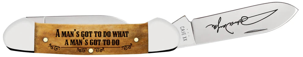 Case John Wayne Embellished Smooth Antique Bone Canoe