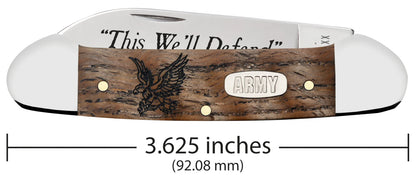 Case U.S. Army Embellished Smooth Natural Curly Oak Canoe