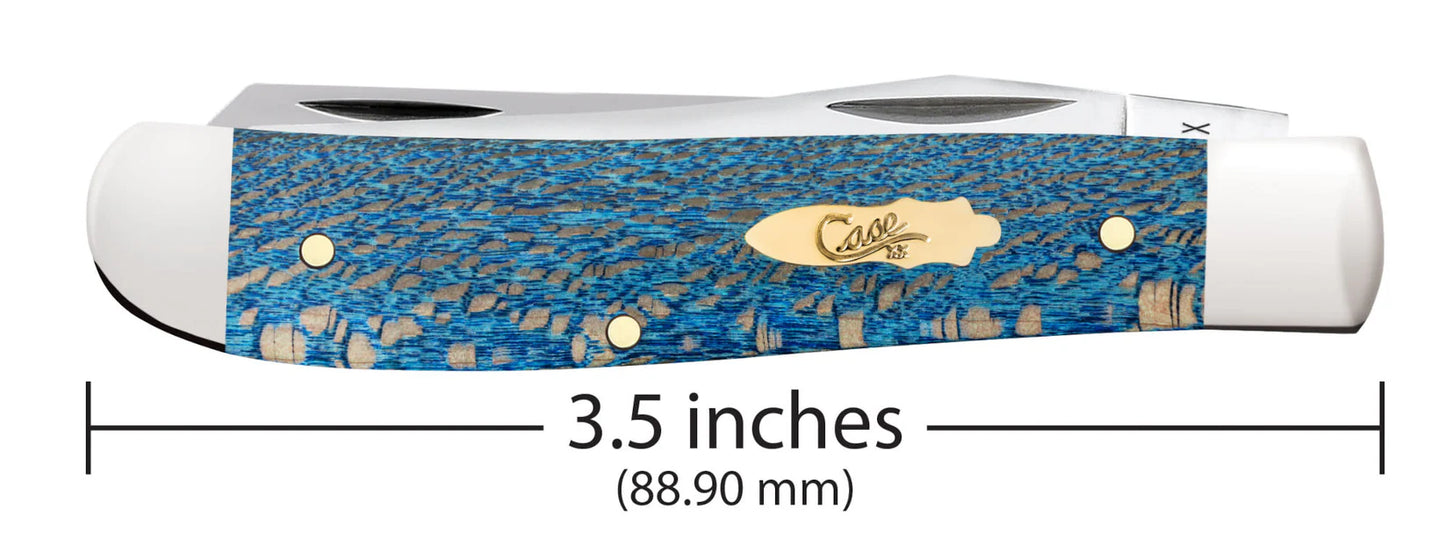 Case Knives Smooth Blue Sycamore Wood Mini Trapper