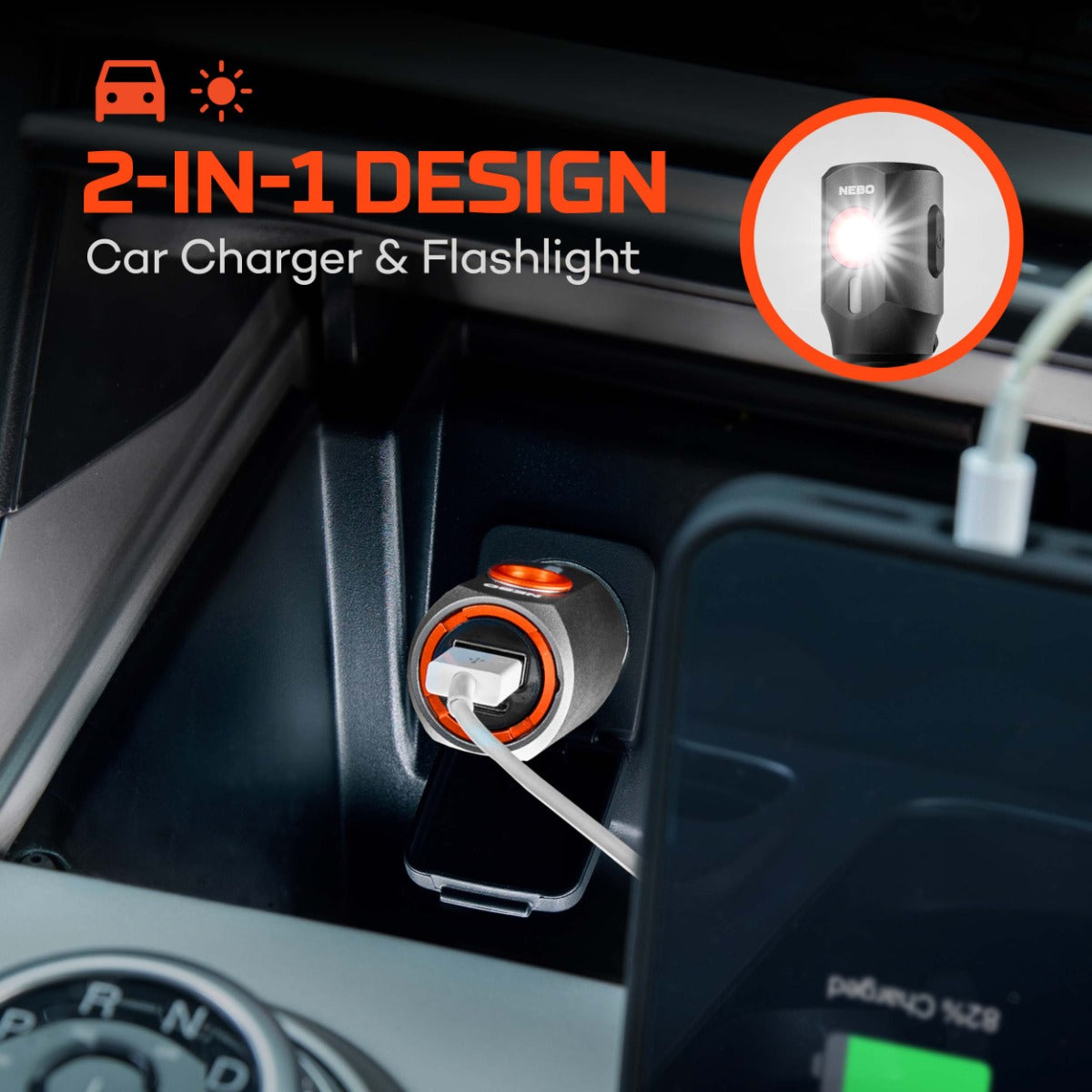 Nebo Transport 400 2-IN-1 Car Charger & Flashlight