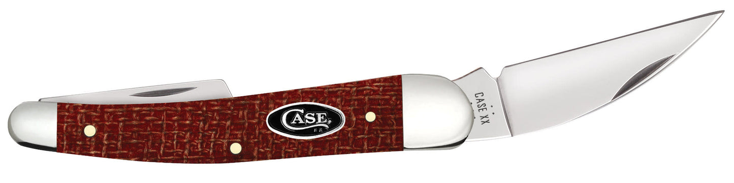 Case Smooth Dark Red Burlap Micarta® CS Seahorse Whittler