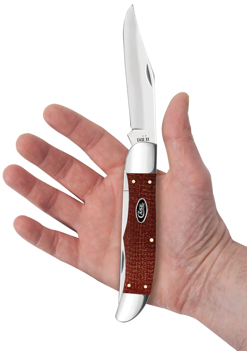 Case Smooth Dark Red Burlap Micarta® CS Folding Hunter with Sheath