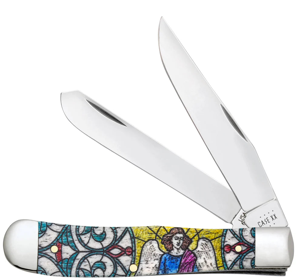 Case Stained Glass Angel Natural Bone Color Wash Trapper