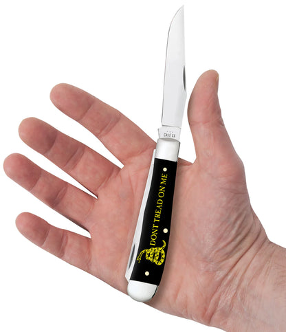 Case Don't Tread on Me® Embellished Smooth Black Synthetic Trapper