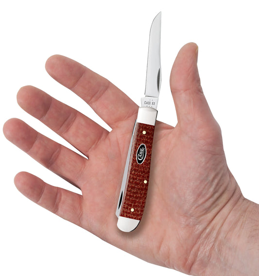 Case Knives Smooth Dark Red Burlap Micarta® CS Mini Trapper