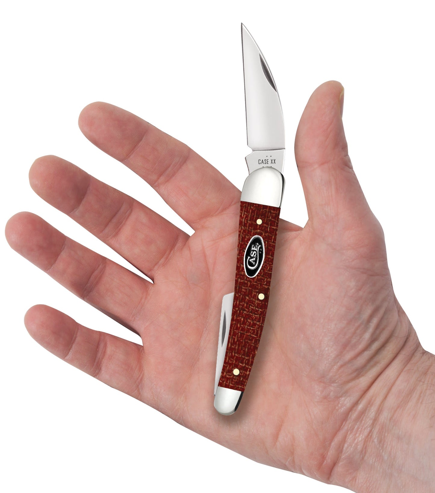Case Smooth Dark Red Burlap Micarta® CS Seahorse Whittler
