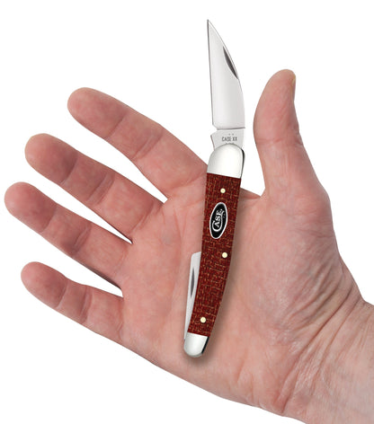 Case Smooth Dark Red Burlap Micarta® CS Seahorse Whittler