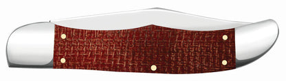Case Smooth Dark Red Burlap Micarta® CS Folding Hunter with Sheath