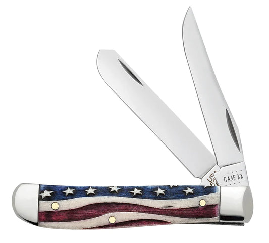 Case Star Spangled Series Embellished Smooth Natural Bone Mini Trapper 64135 Pocket Knife