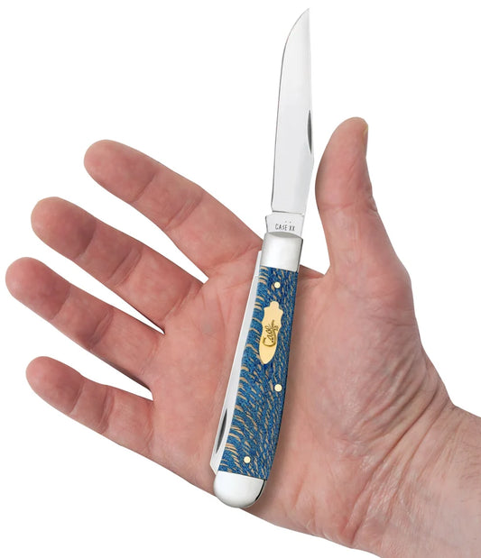 Case Smooth Blue Sycamore Wood Trapper 63730 Pocket Knife