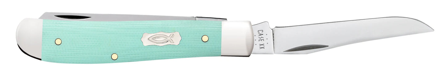 Case Knives Smooth Seafoam Green G-10 Mini Trapper