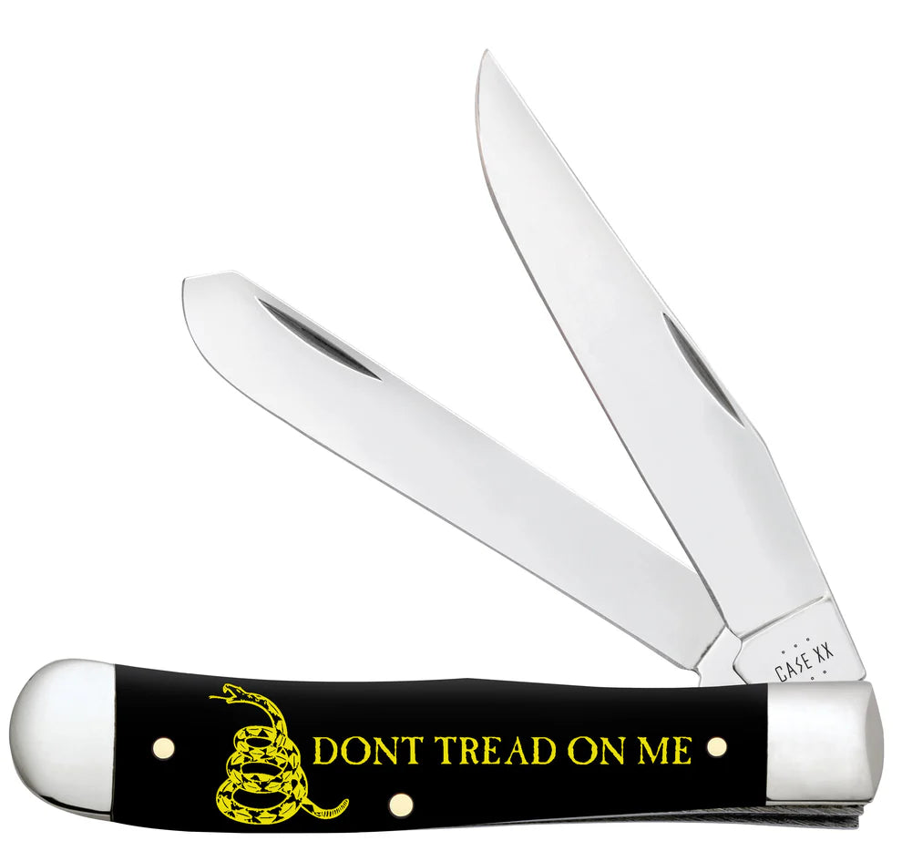 Case Don't Tread on Me® Embellished Smooth Black Synthetic Trapper