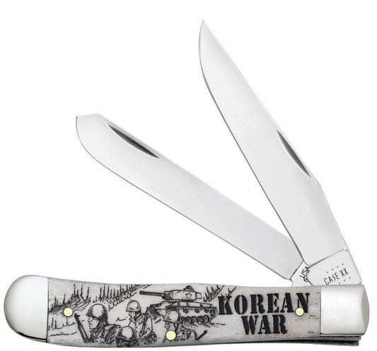 Case Korean War Natural Bone Trapper Stainless Pocket Knife 50951
