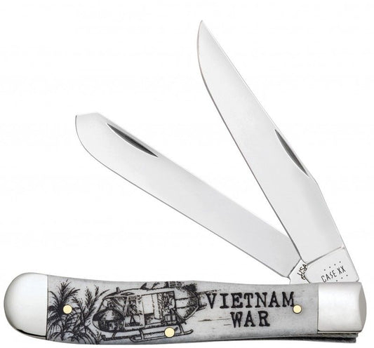 Case Vietnam War Natural Bone Trapper Stainless Pocket Knife 50952