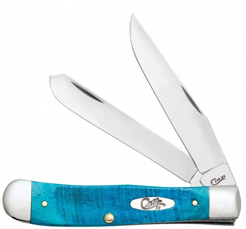 Case Sawcut Caribbean Blue Bone Trapper Stainless Pocket Knife 25592