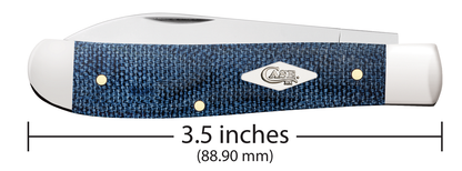 Case Knives Mini Trapper Blue Denim Canvas Laminate Stainless Pocket Knife