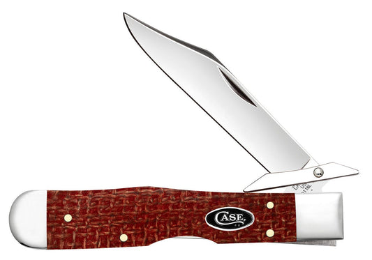 Case Dark Red Burlap Micarta Smooth Cheetah Cub
